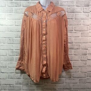 Free People Chemise Katie Bird Shirt Medium